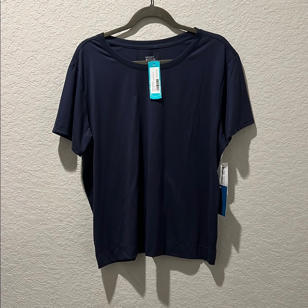 Market & Spruce Blue Short Sleeve Tee Casual Essential
